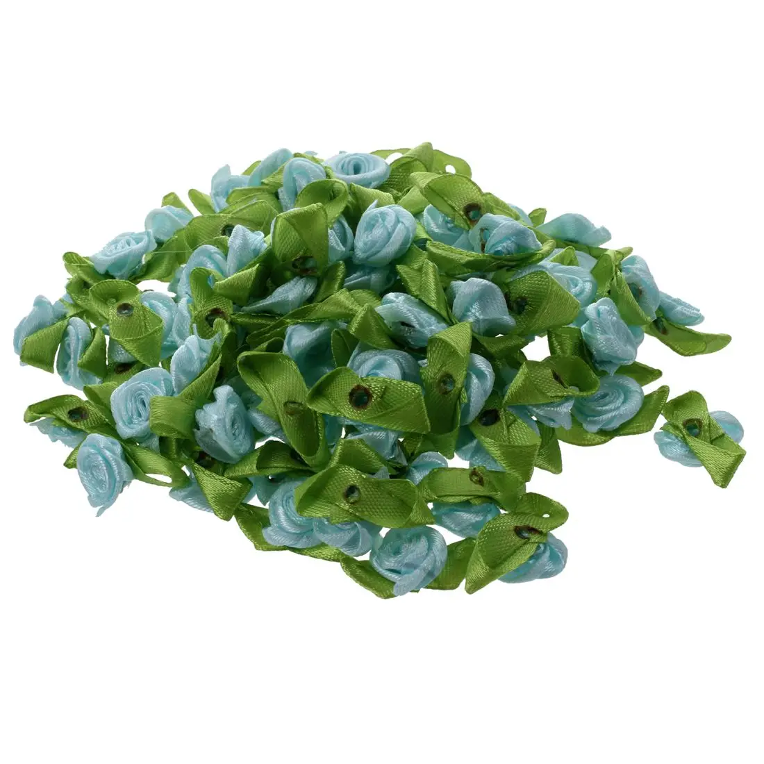 

100pcs Mini Satin Ribbon Rose Flower Leaf Wedding Decor Appliques Sewing DIY