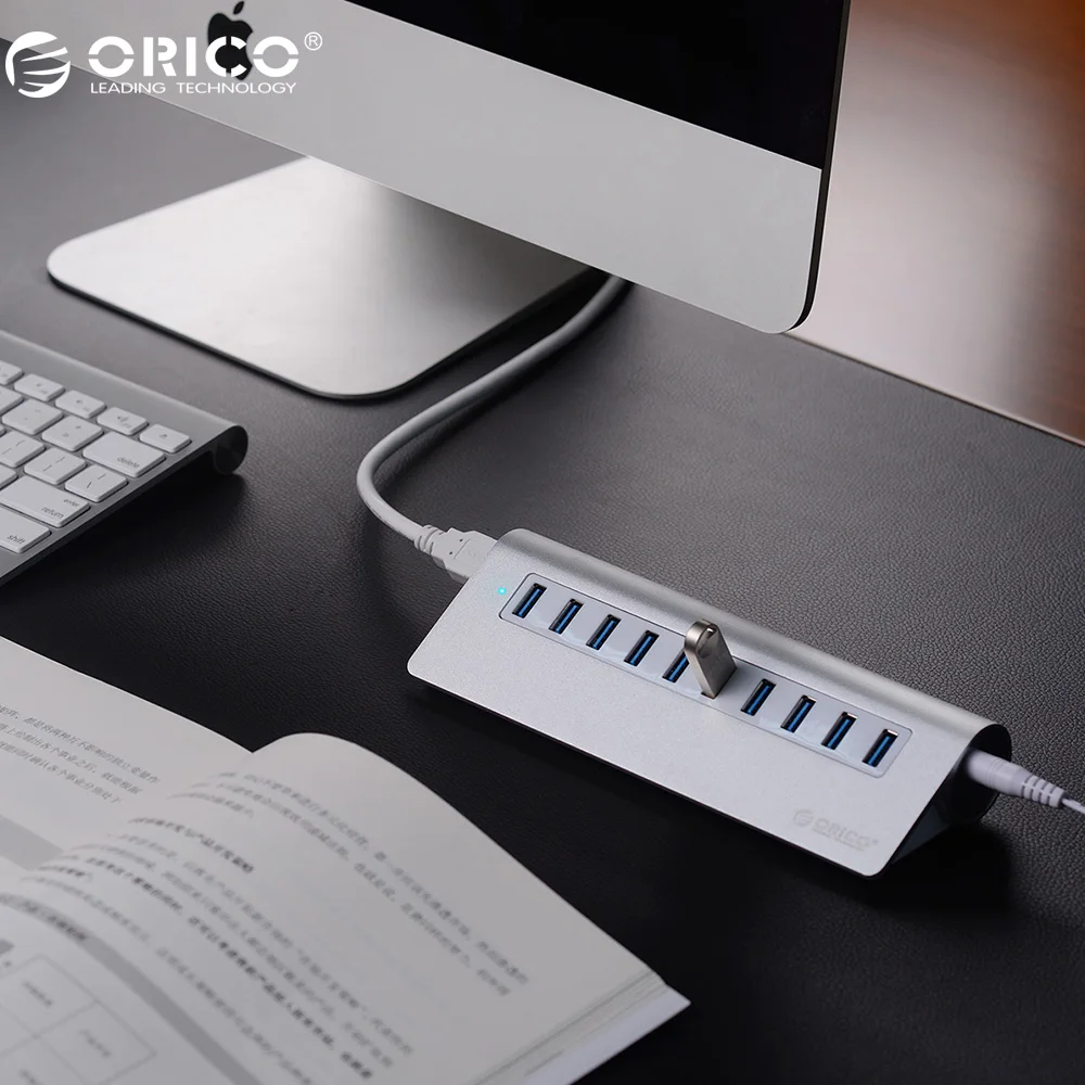 

ORICO M3H10-V1 New High Quality With VL812 Chip 10 Port High Speed Powered USB 3.0 Hub - Silver