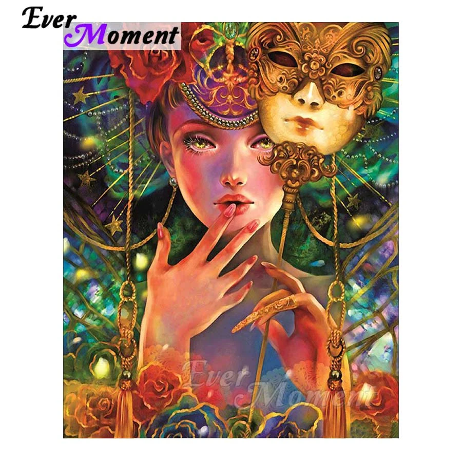 Ever Moment 5d Diy Diamond Painting Woman Fairy Mask Diamond Embroidery Full Square Resin Decor For Home Rhinestone S2f349 Diamond Painting Cross Stitch Aliexpress