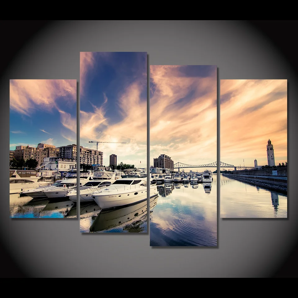Wall Art Canvas Paintings Framework Living Room Home Decor 4 Pieces Flowers Abstract Pictures HD Prints Beautiful Posters | Дом и сад
