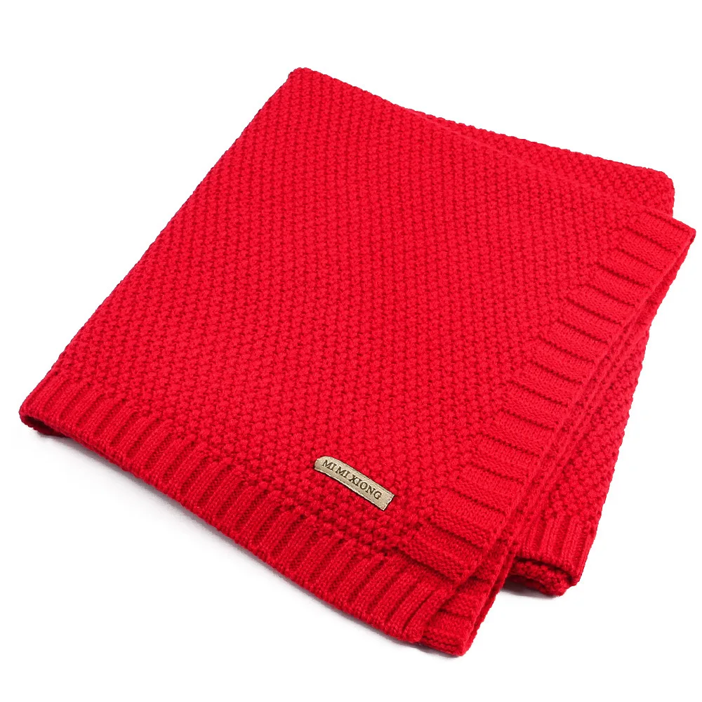 Детское одеяло вязаное изделие пеленать новорожденного Обёрточная бумага Одеяло s Высокое QualityToddler Младенческая постельные принадлежности Стёганое одеяло для кровати диван корзина коляски Одеяло - Цвет: Bright red