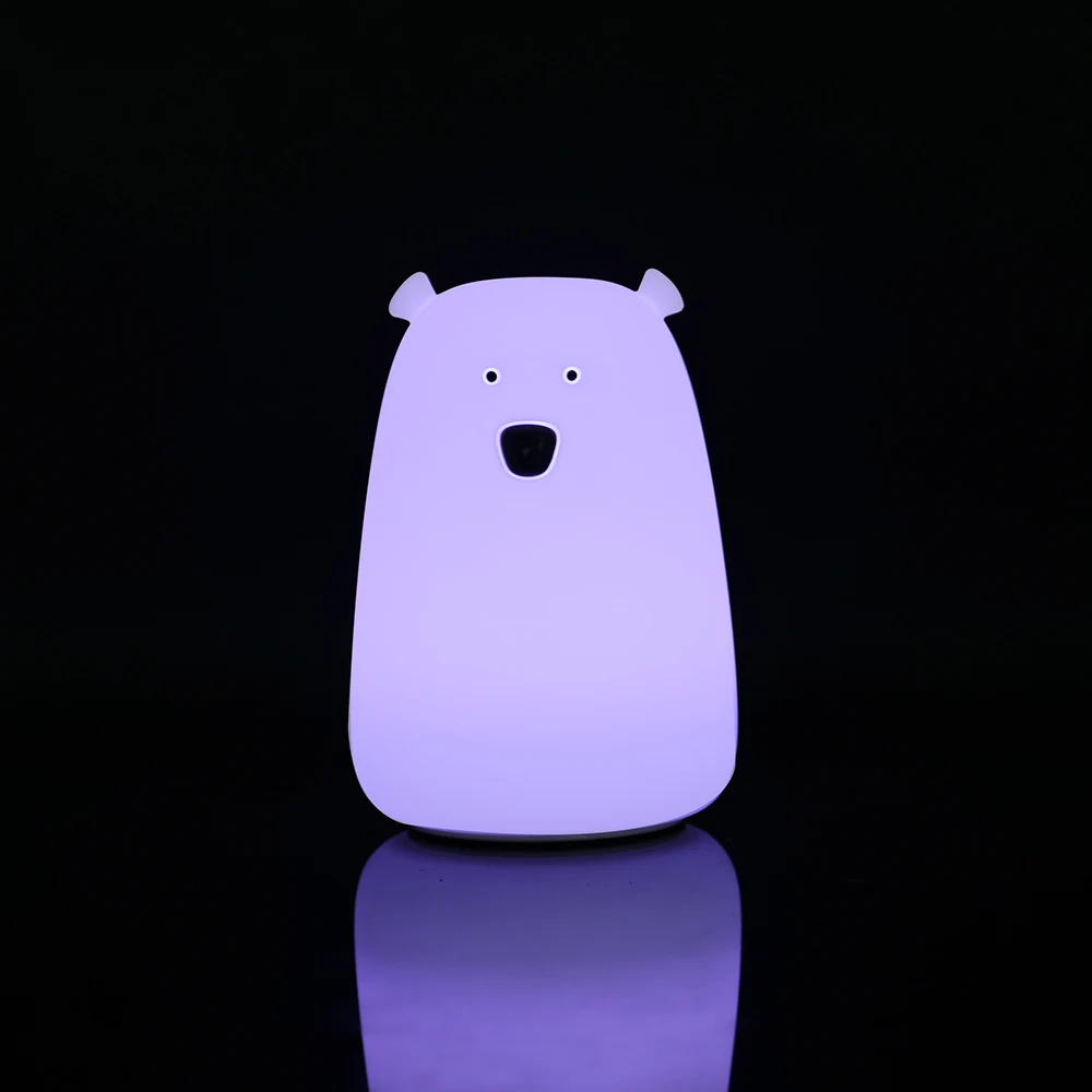 Cute Bear Silicone LED Night Light Lamp Children Bedroom Color Changing Night Lamps  LED Bedside Light for Children Kid Baby Toy Gifts (35)