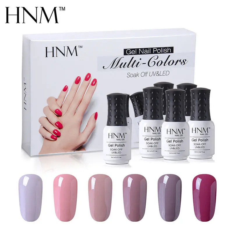 HNM UV Nail Gel 6pcs/set Gift Box Gel Nail Polish Kit Stamping Paint Gel Varnish Lacquer Nail Art Gelpolish Set LED Lamp Glue