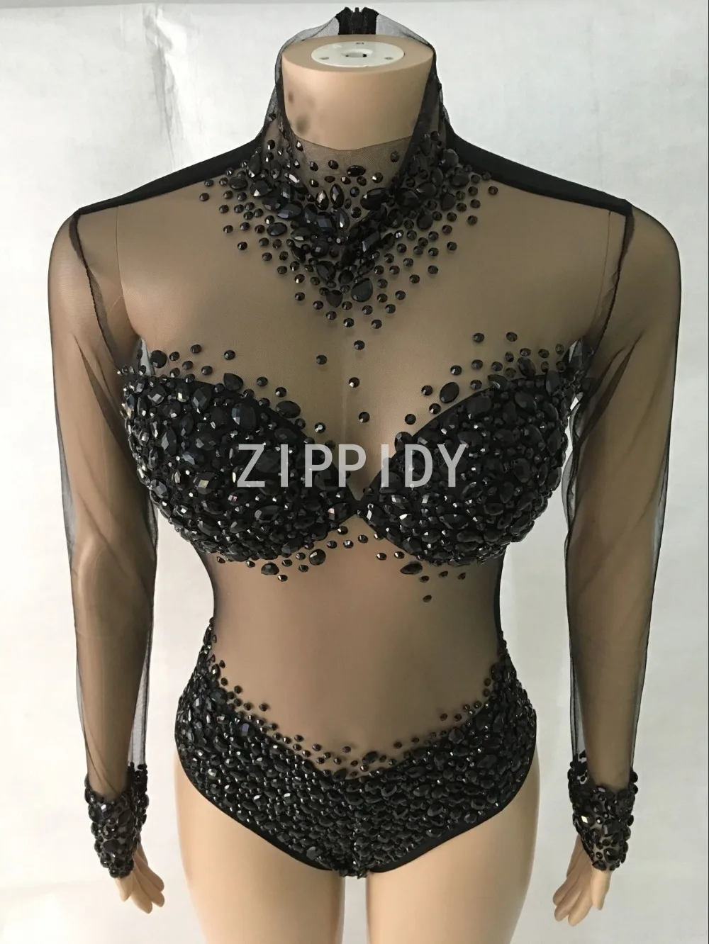 Sexy AB Rhinestones Mesh Bodysuit Birthday Celebrate Wear Female Singer Show Bodysuit Evening Prom Party Stage Wear corset bodysuit