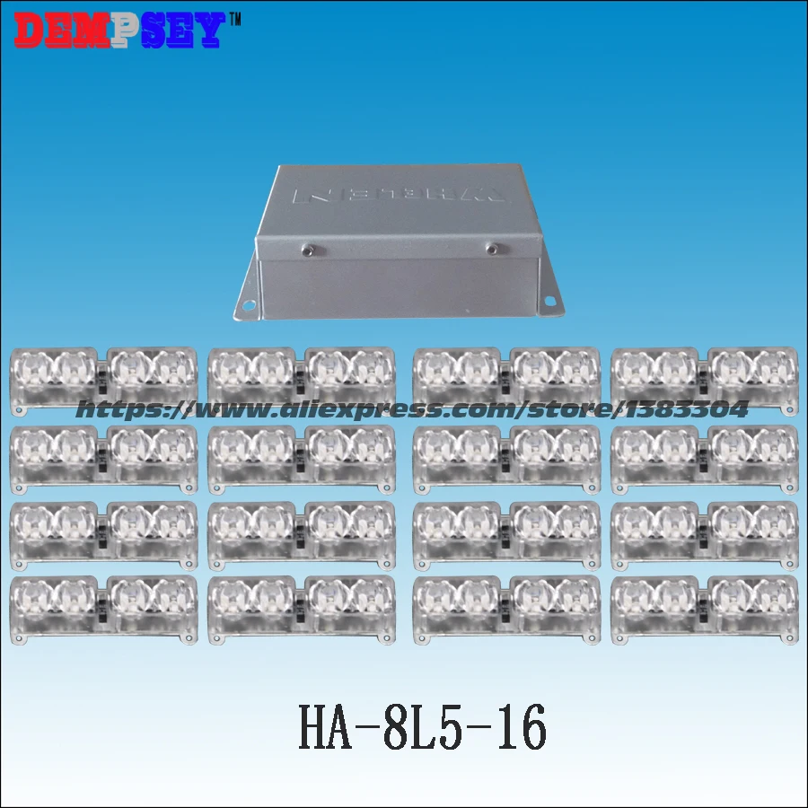 HA-8L5-16 высокой мощности светодиодный красный/синий Предупреждение свет, DC12V предупредительные стробирующие сигналы для полицейских автомобиля подсветка для решетки радиатора, GenIII X 1 Вт Светодиодный, 16 шт. головной свет