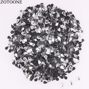 

ZOTOONE 50pcs 5x8mm Rhinestones Glass Adhesive Sticker DIY Flatback Hot Fix Rhinestone Applique Trim Decorations Wedding Dress C