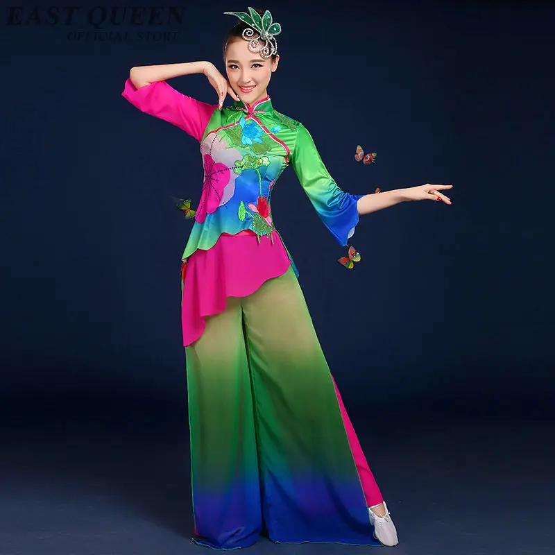 

Chinese folk dance costume clothing hanfu ancient fan dance traditional Chinese dance costumes Stage dance wear FF748