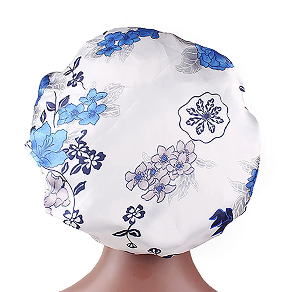 DOLEFT Satin Printed Wide-brimmed Hair Band Woman High Quality Soft Silk Bonnet Sleep Cap Chemotherapy Caps