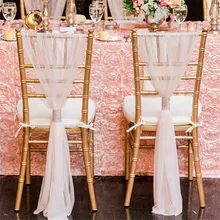 Свадебное украшение для стульев Модный Романтический Норт украшает белый марлевый бамбуковый стул набор ленты включает сетчатая бумага