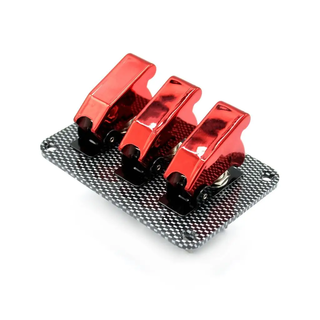 12V Toggle Switch Racing Ignition Engine Relays Carbon Fiber Surface Panel With Toggle Switch & Cover