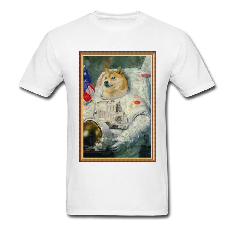 Party Astronaut Doge Men's Top T-shirts On Sale Thanksgiving Day Short Sleeve O Neck Cotton Tops Shirts Design Clothing Shirt Astronaut Doge white