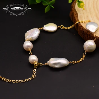 

GLSEEVO Natural Fresh Water Baroque Adjustable Pearl Bracelet For Women Bracelets & Bangle Fine Jewelry Female Jewelry GB0049