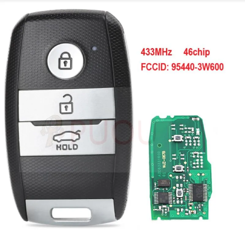 

Smart Remote Car Key Fob 3 Button 433MHz ID46 Chip for Kia K5 Sportage Sorento 2014 P/N 95440-3W600