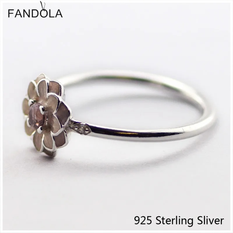 

Blooming Dahlia, Cream Enamel Ring Authentic 925 Sterling Silver Fit European Style Lady For Women Original Jewelry Charms Gift