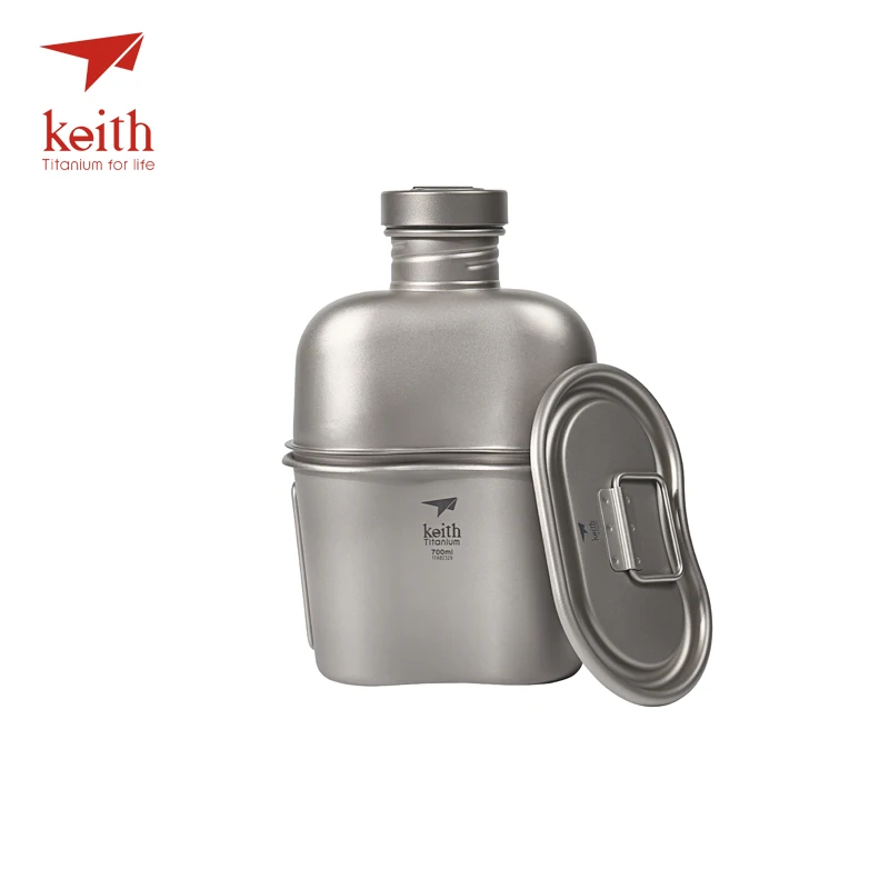 Спортивный чайник Keith Titanium 1100 мл и титановый Ланч бокс 700 туристические армейские