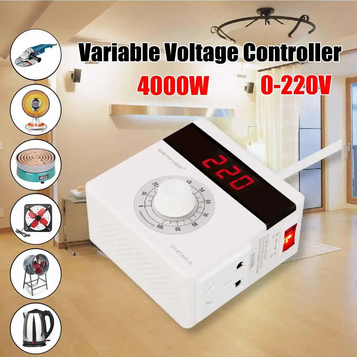 

AC 220V 4000W Variable Voltage Controller Regulator Module Fan Speed Motor Control