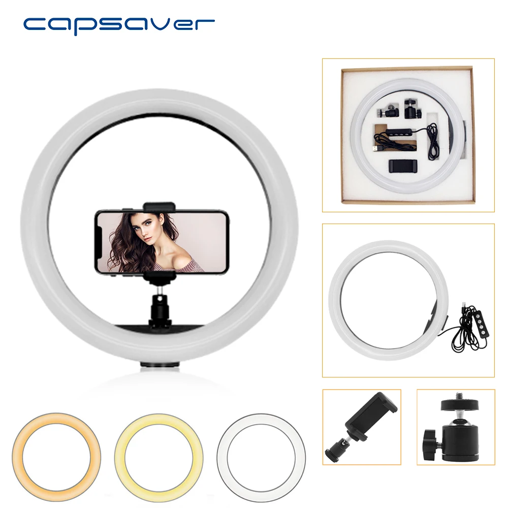 Светодиодный кольцевой светильник capsaver 12 дюймов USB кольцевая лампа портативная