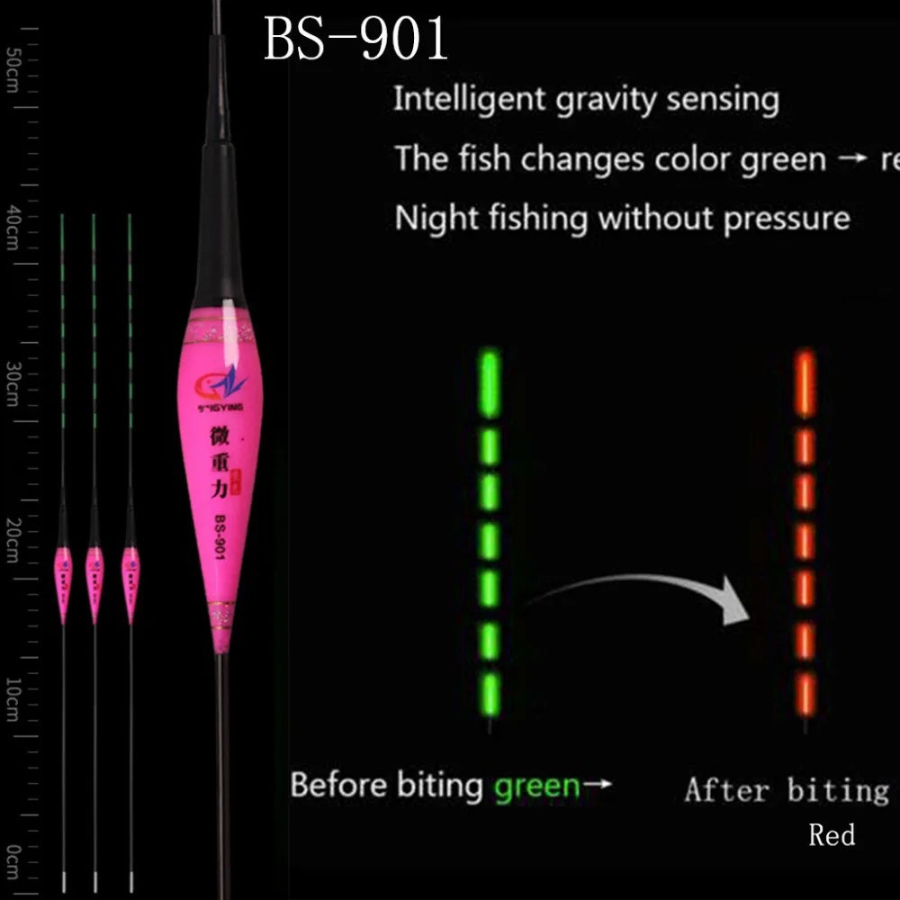 2019 Fishing fish drift LED intelligent alarm bite hook color electronic drift nano micro gravity luminous fishing float 40J1 (2)