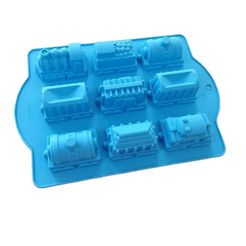 Silicone Cake Mold 9 Hole Car Shaped Cake Mold Mixed Car Cake Mold DIY Baking Tool Train Car