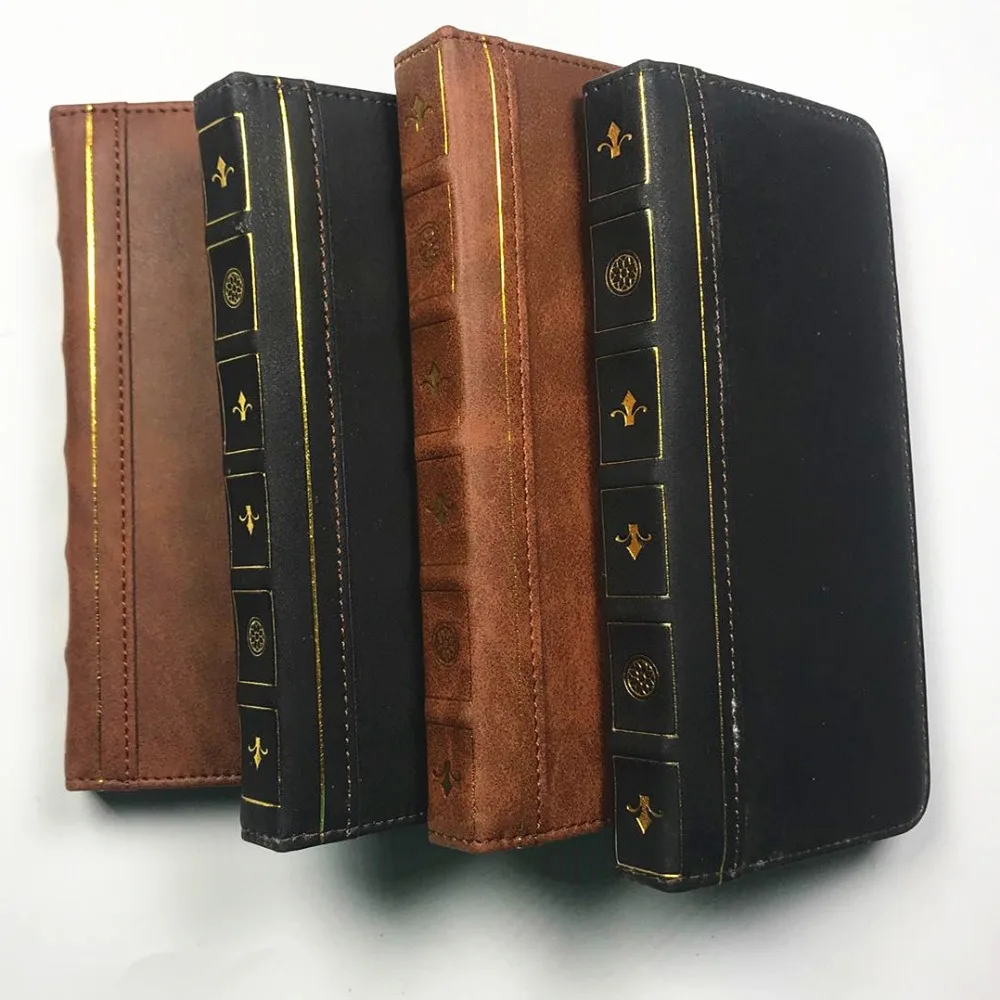 

(1PC) retro book Phone Cases For samsung galaxy s9 s9 plus s8 Case capa flip wallet stand funda TPU soft cover matte leather