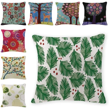 

Trees Cushion Covers Tree of Life Cotton Linen Pillow Cover Morocco Decorative Pillows Flower Cushion Cover for Sofa Mom Present