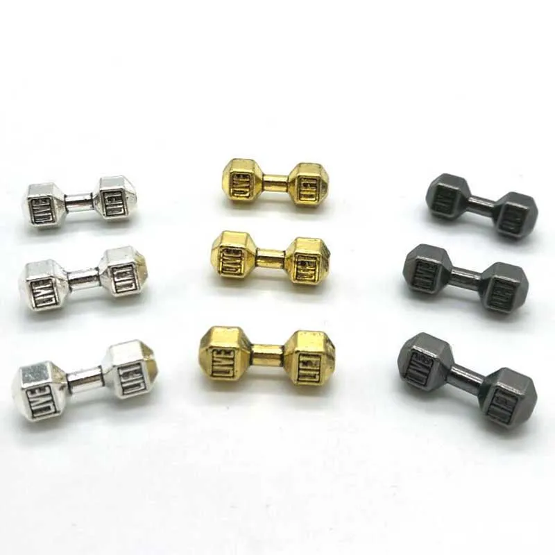 

High Quality 5pcs/pack Dumbbell Metal Accessories For Jewelry Making DIY Charm Gold Silver Black Color For Beads Bracelet Hot