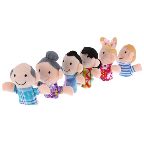 Hot Sale 6PCS Baby Kids Plush Cloth Play Game Learn Story Family Finger Puppets Toys Set 7KK8 5