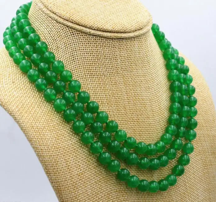 

Charming Natural 10mm Green Round Bead Necklace 66"
