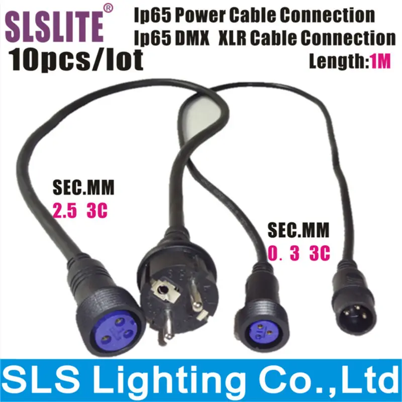 

10pcs/lot 1meter length IP65 Waterproof 3-pin Power adapter cable 3-pin Signal switching line DMX IP65 signal cable slslite