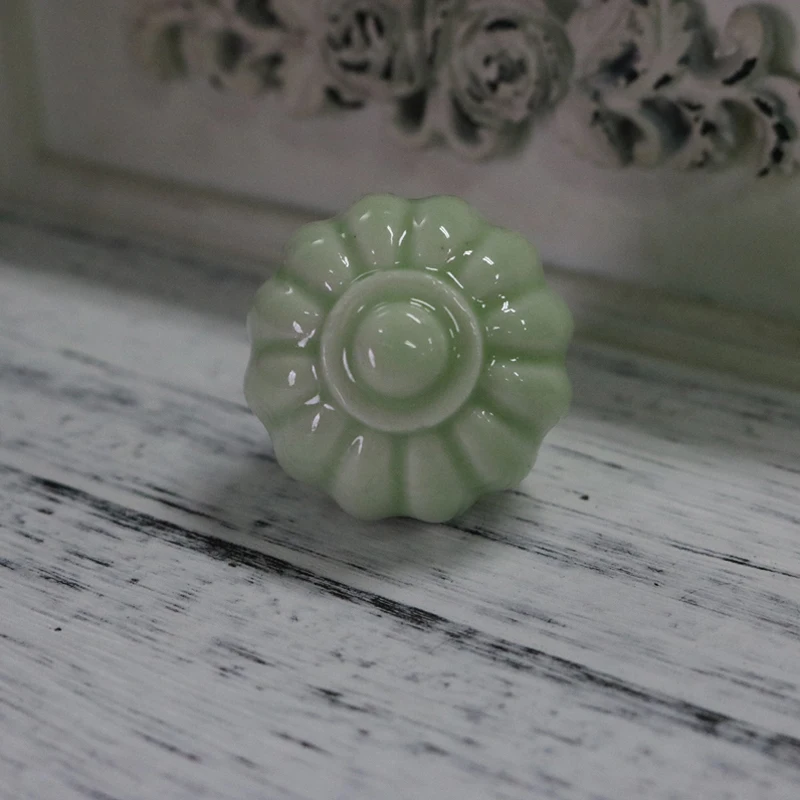 5PCS Light Green Ceramic kitchen Door Cupboard Handles Pull