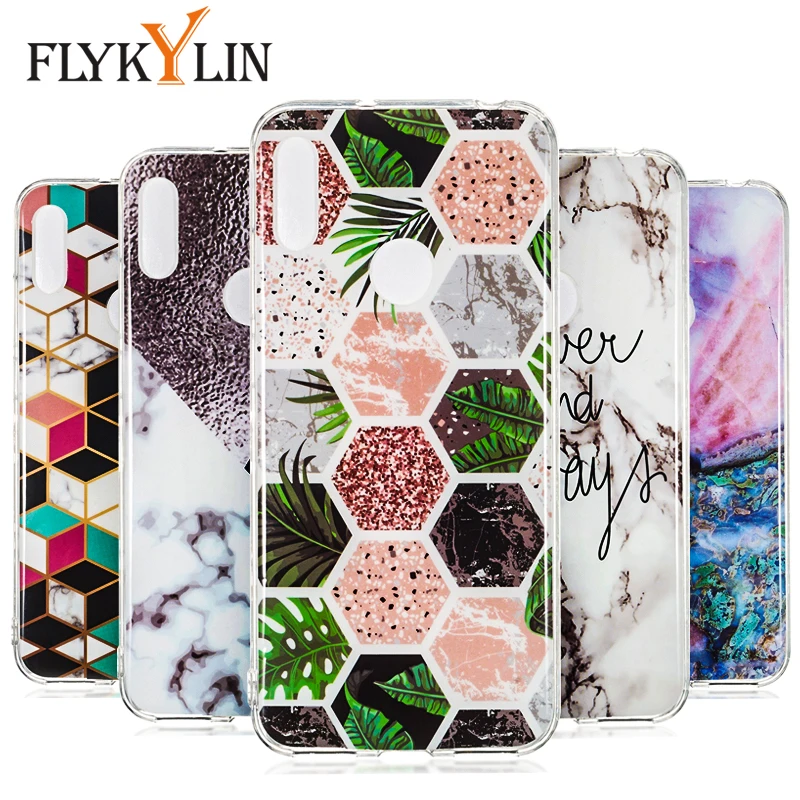 FLYKYLIN Marble Case For Huawei Y6 2019 Prime Y 6 Coque Soft TPU Silicone Back Cover Leaf Phone Capa |