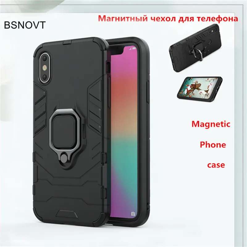 

For iPhone XS Case Magnetic Finger Ring Bracket Hard Bumper Armor Anti-knock Case For iPhone XS Cover For iPhone XS Funda BSNOVT