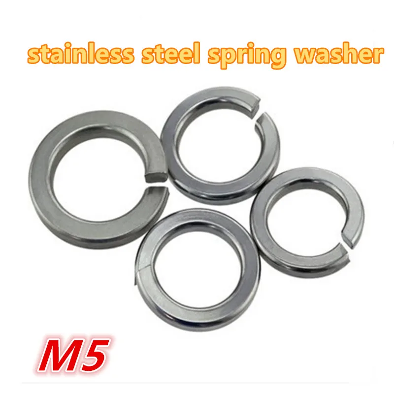 500pcs m5 304 stainless steel a2 70 spring washer / gasket split lock washer / shim elastic