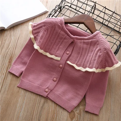 Fanfiluca Toddler Girls Cardigan Cute Baby Girl Cotton Knit Sweaters Autumn Long Sleeve Outerwear Fashion Kids Sweaters For 1-5T01