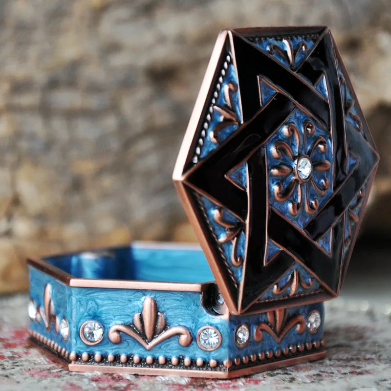 Six-pointed Star Retro Jewelry Box European Korean Ring Boxes Princess Earrings Bracelets Necklaces Organizer Storage Box