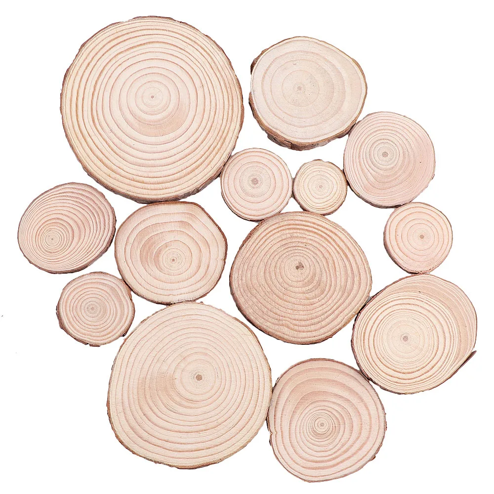 Wood slices 1 Pack 3-12cm Thick Natural Pine Round Unfinished Wood Slices Circles With Tree Bark Log Discs DIY Crafts Wedding Party Painting
