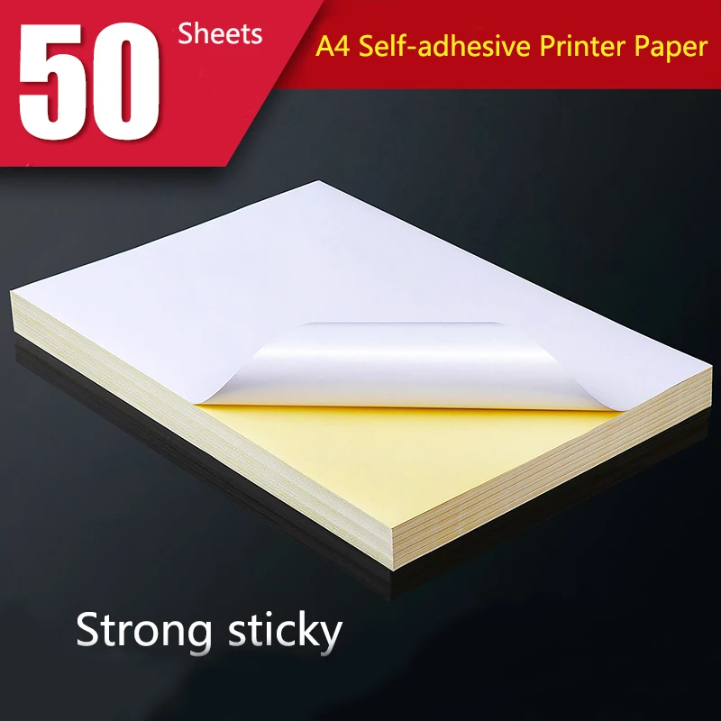 50 листов A4 лазерный принтер струйный копир Craft Бумага Белый самоклеющиеся Стикеры Label матовая поверхность Бумага лист
