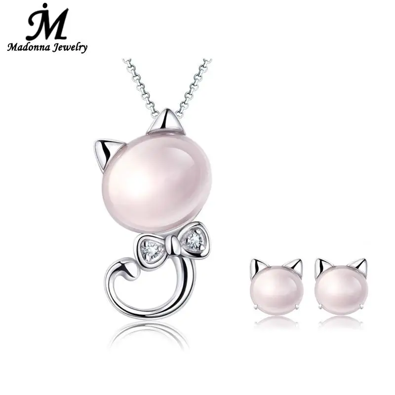 1 комплект, модные серьги-гвоздики в простом стиле с розовыми кристаллами в виде кота, ювелирные изделия для выпускного вечера, вечерние ювелирные изделия