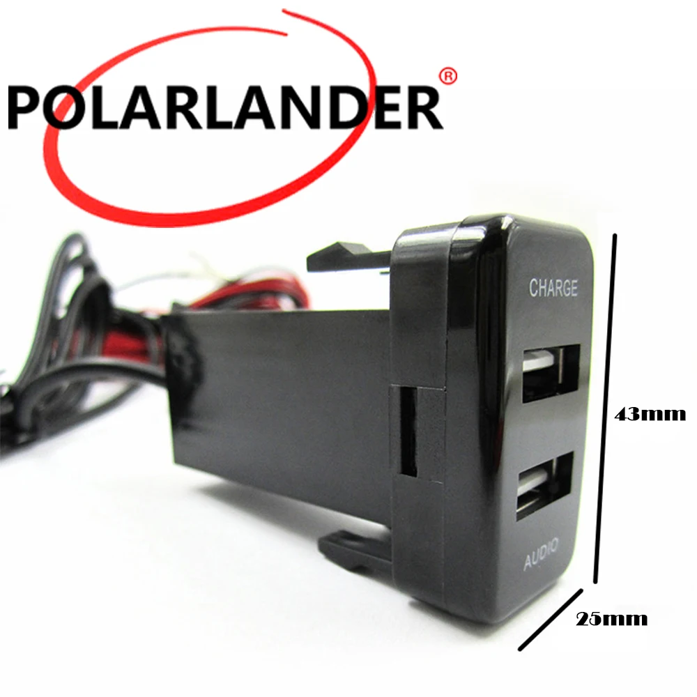 Socket Dashboard For Honda 12V Dual USB Audio output Ports phone Car