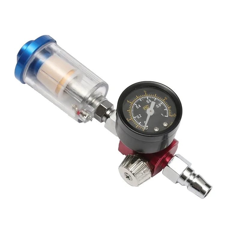 

Pneumatic Spray Gun Air Pressure Regulator Gauge+ In-line oil Water Trap Filter Separator Tool