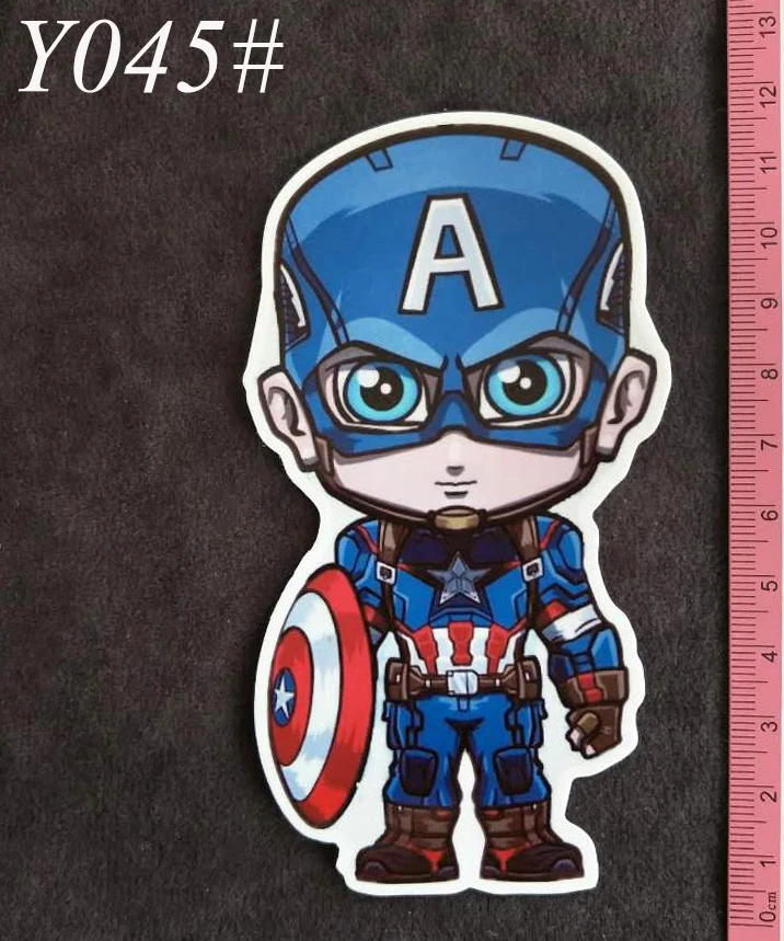 Большие наклейки из ПВХ с героями мультфильмов Captain America Y045 # дорожный чемоданчик