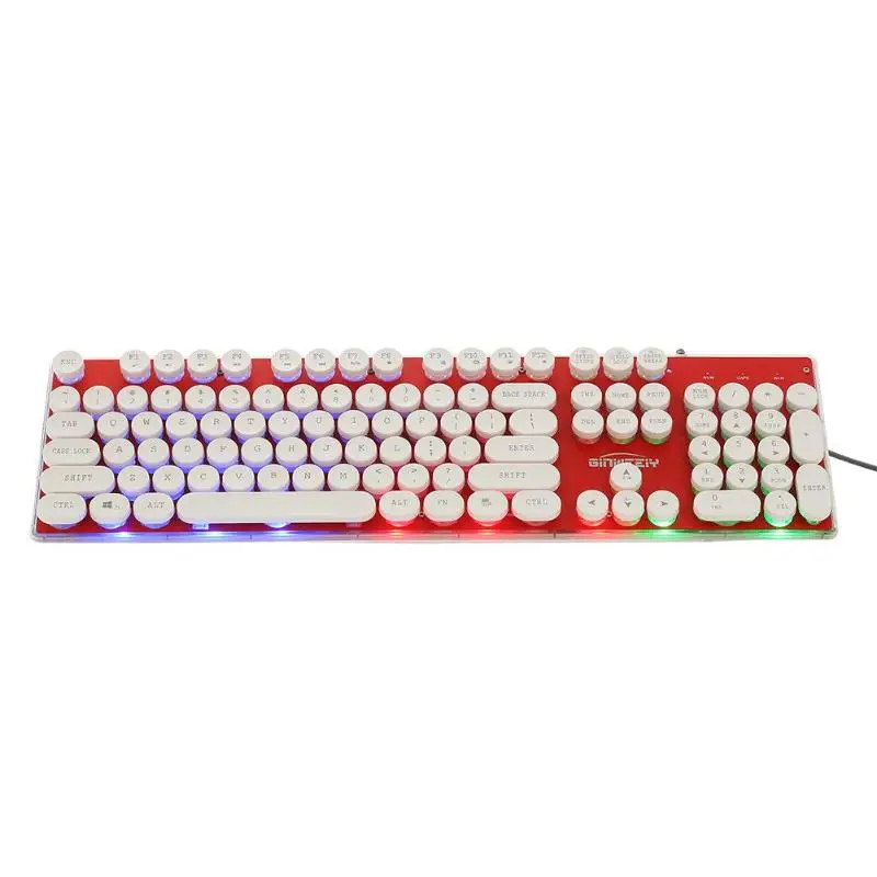 ALLOYSEED стимпанк Ретро Круглый Keycap пишущая машинка Механическая с подсветкой игровая клавиатура 104 стандартные клавиши клавиатуры