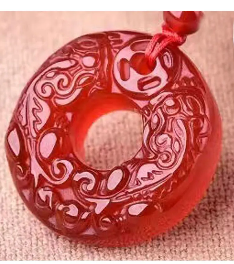 Натуральный Красный Манао двойной Храбрый Лаки безопасности Пряжка кулон год передачи пару моделей