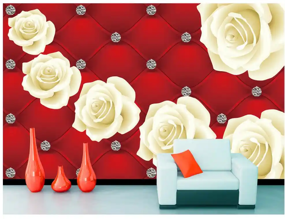 壁紙3d花赤白バラ背景壁リビング3d壁紙現代のリビングルームの壁紙 リビング 3d壁紙 3d壁紙壁紙現代 Aliexpress