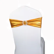 100 золото ленты для стульев спандекс стул из лайкры Sash Луки для Свадебная вечеринка домой стул украшение золотой металлик Цвет