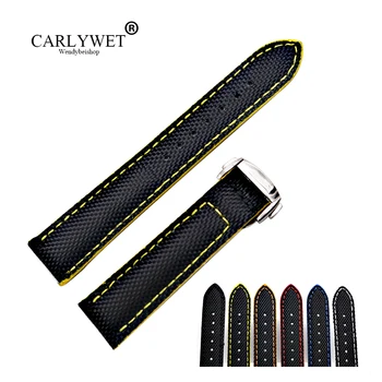 

CARLYWET 18 20 22mm Wholesale Black Nylon Leather Replacement Wrist Watch Strap Band For Planet-ocean Seamaster