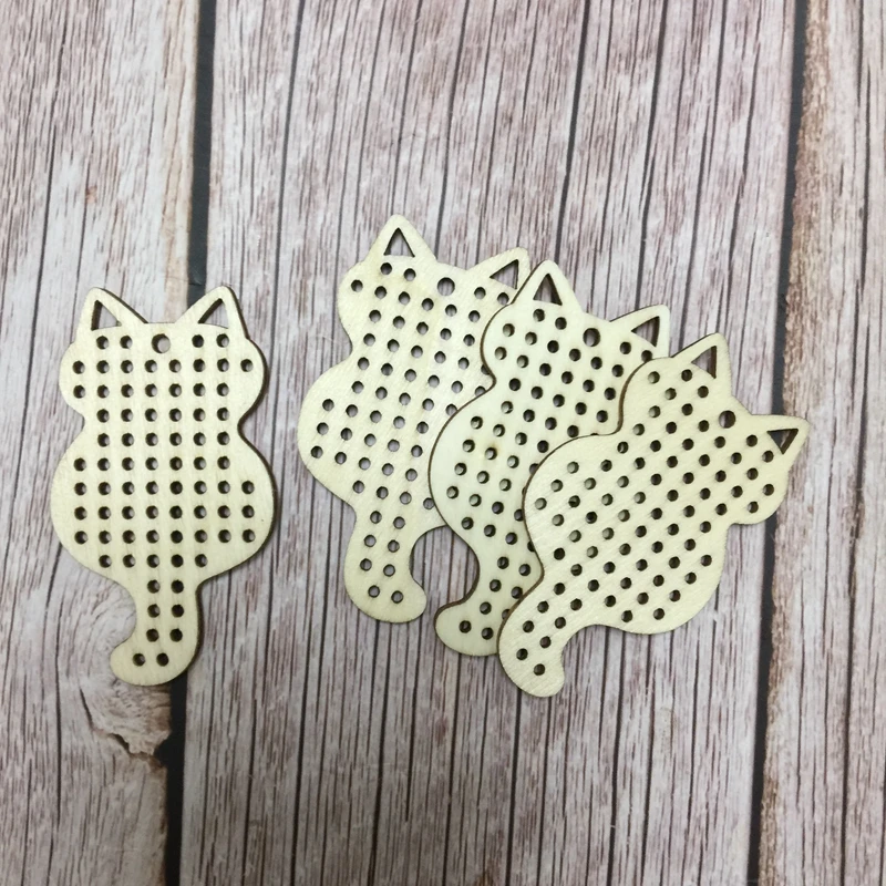 

10 pcs cat cross stitch pattern wood cut cross stitch embroidery modern needlepoint cat
