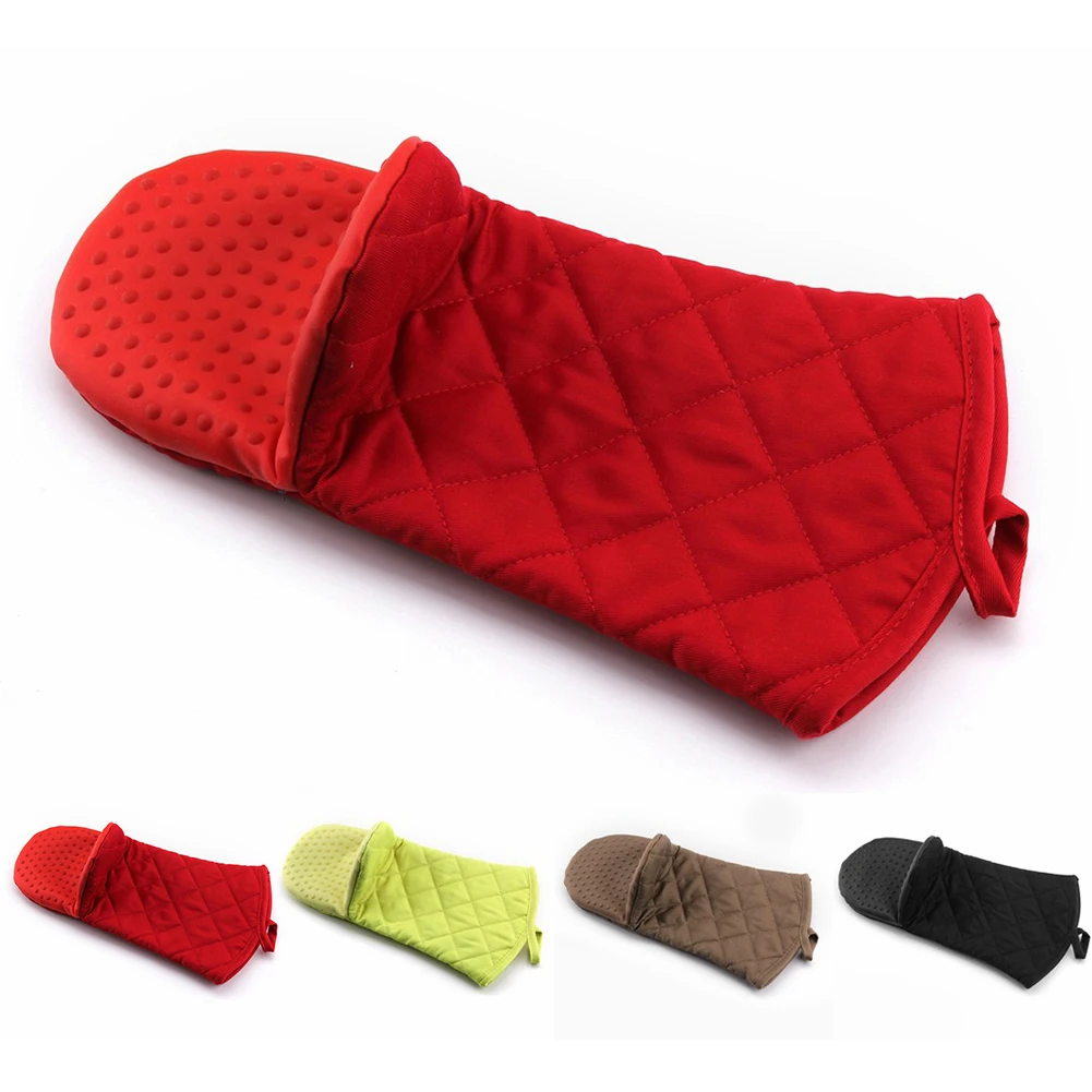 

Enipate Kitchen Silicone Long Thicken Glove Cooking Heat Resistant Mitt BBQ Oven Microwave Gloves Insulated HOT