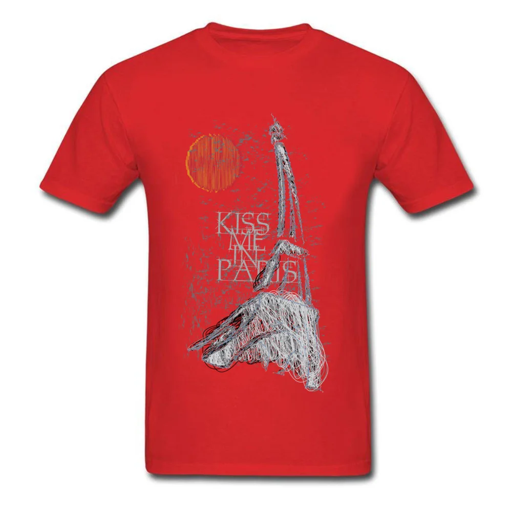 Paris Cotton Fabric Tees for Men Summer T-Shirt Party Hot Sale Round Collar Tops T Shirt Short Sleeve Drop Shipping Paris red