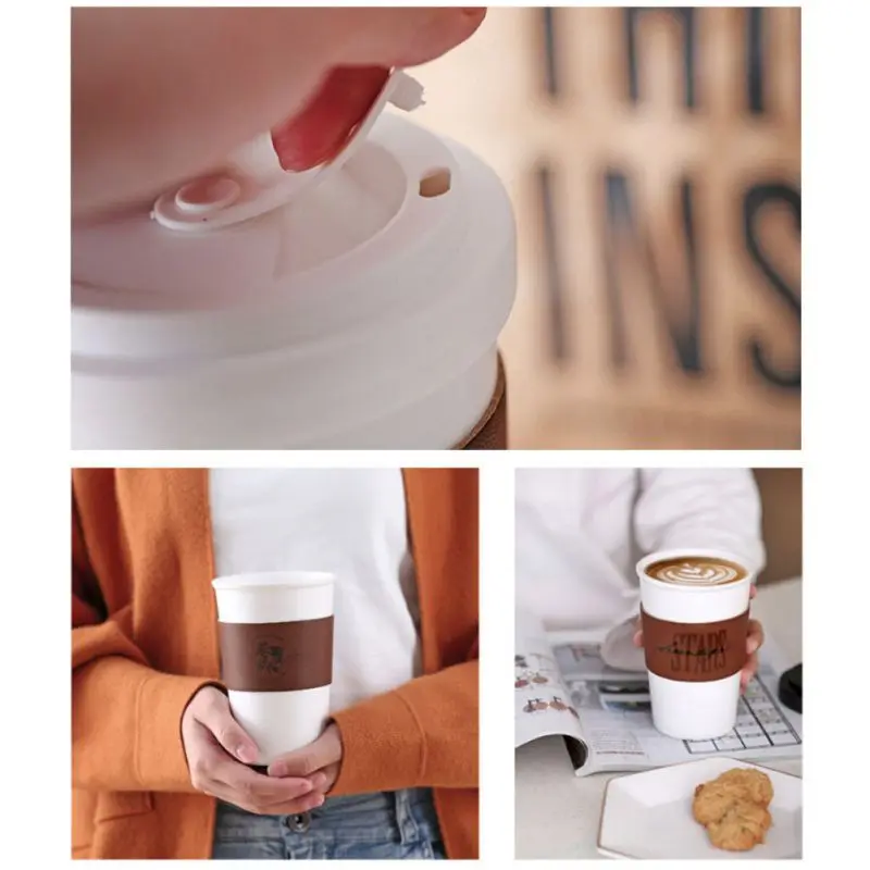 Простая Термостойкая керамическая чашка в скандинавском стиле с силиконовым покрытием, кожаный чехол, портативная практичная кофейная чашка для путешествий